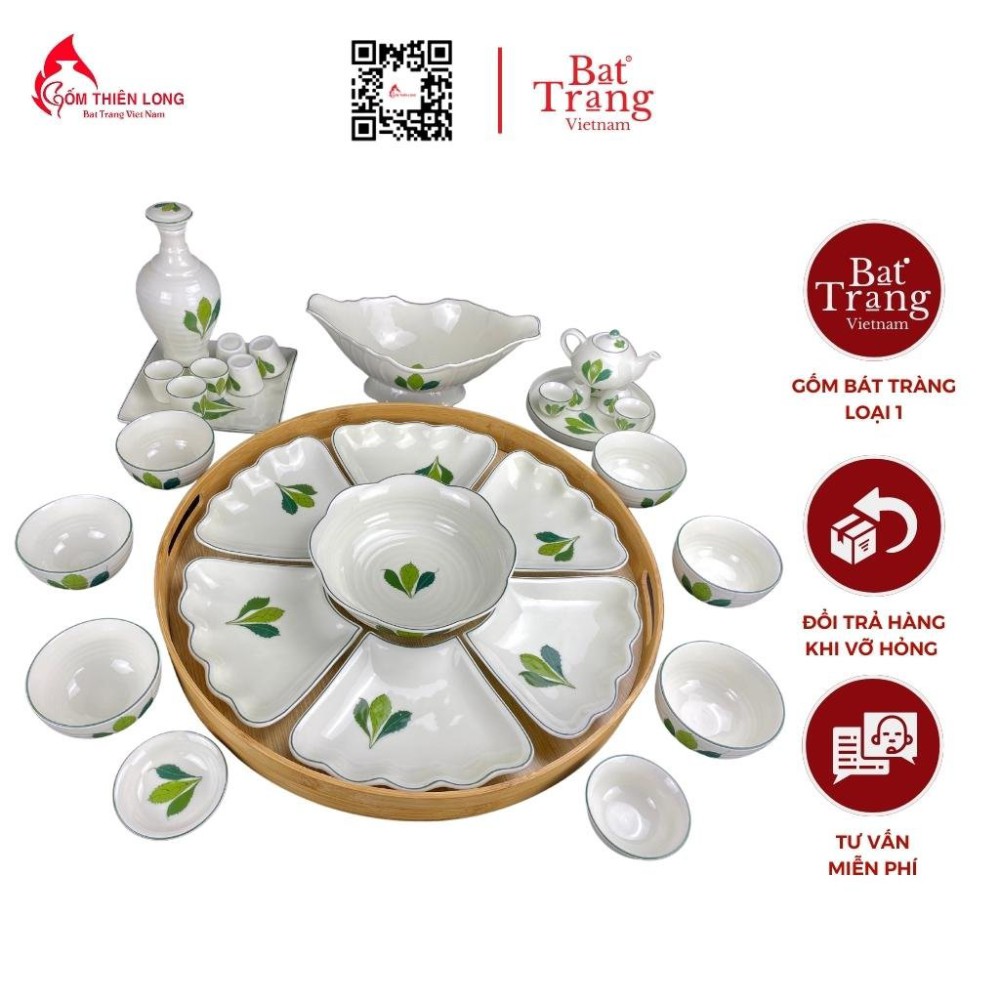 Bộ Bát Đĩa Thắp Hương Lá Ngò Gai