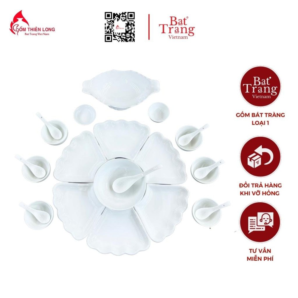 Bộ Bát Đĩa Thắp Hương Màu Trắng 236621