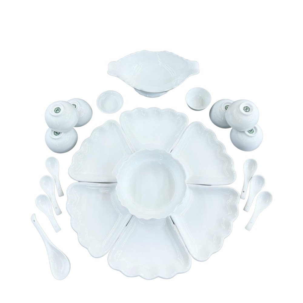 Bộ Bát Đĩa Thắp Hương Màu Trắng 236621