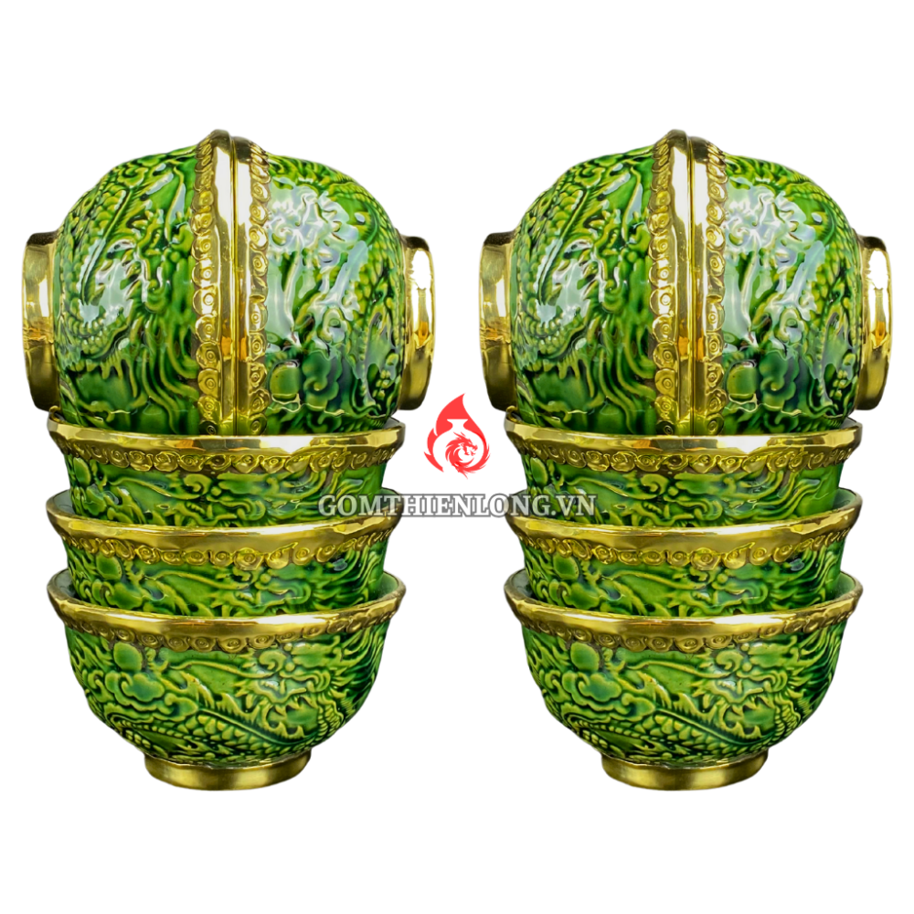 Bộ Bát Cơm Thờ Cúng Bát Tràng Men Xanh Ngọc Lục Bảo 231157