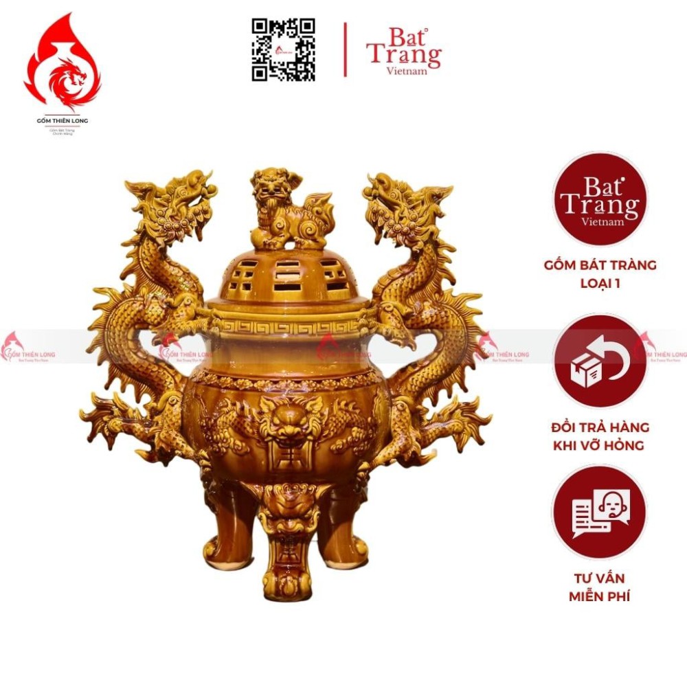 Bộ Đỉnh Hạc Chân Sứ Tam Sự Men Hoàng Thổ 230862