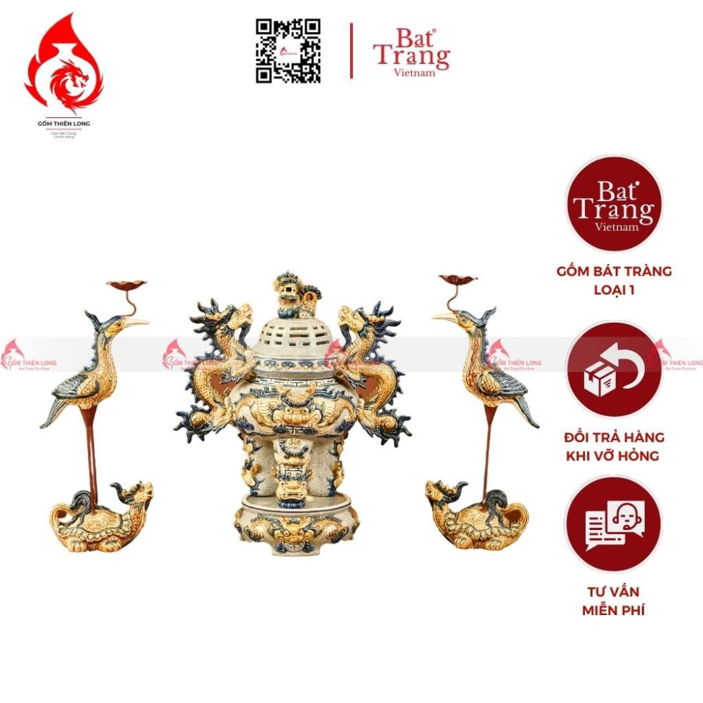 Bộ Đỉnh Hạc Tam Sự Men Rạn 230849