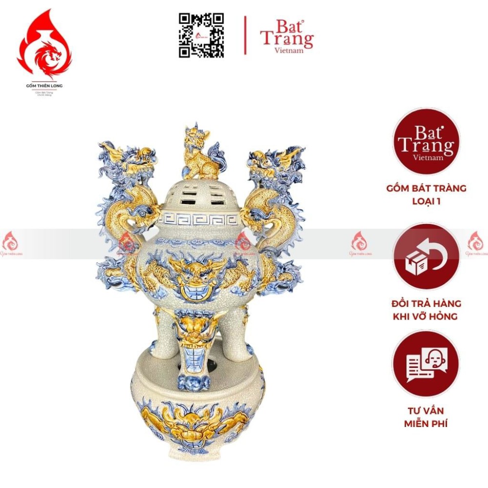 Bộ Đỉnh Hạc Tam Sự Men Rạn 230870