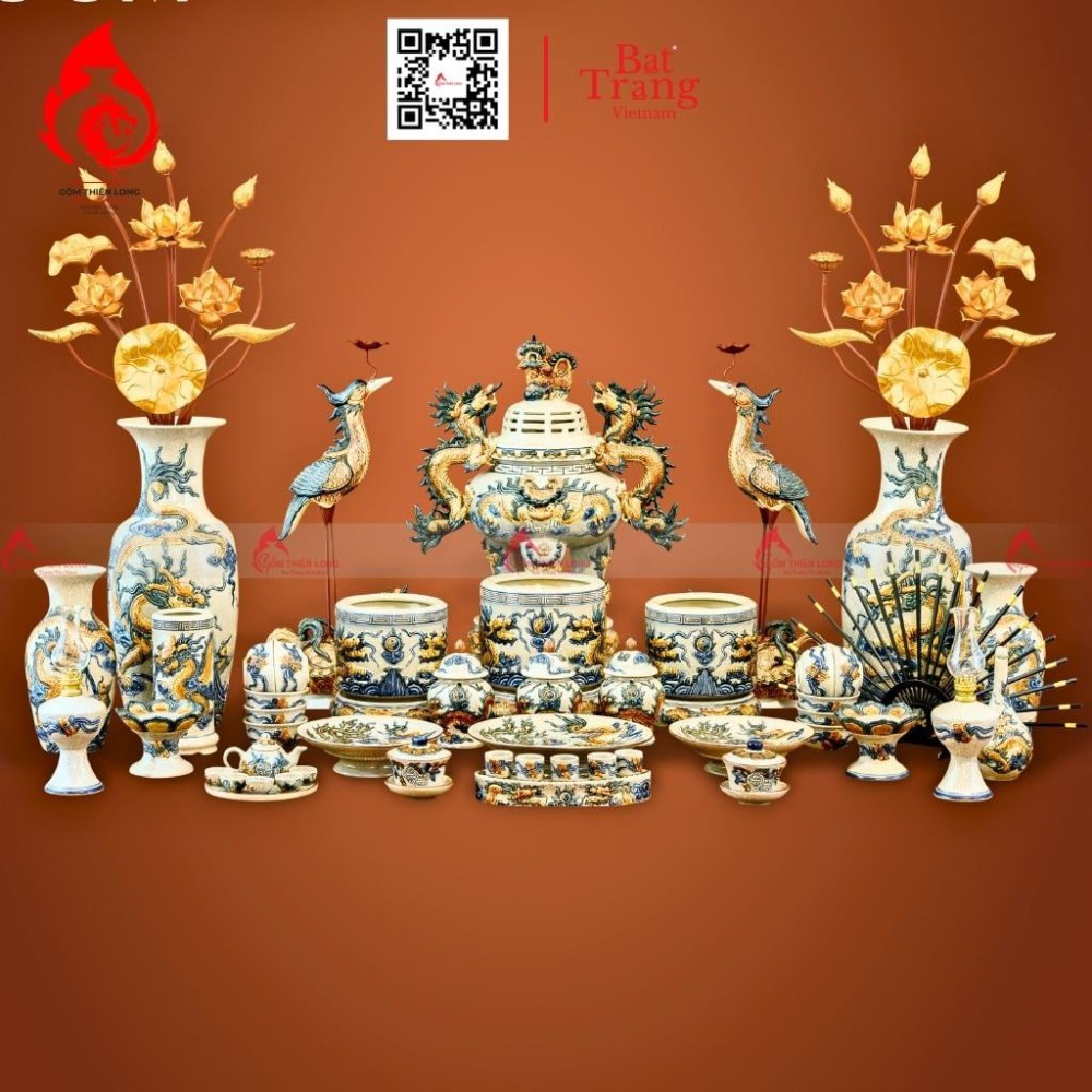 Bộ Đỉnh Hạc Ngũ Sự Men Rạn Đèn Ngũ Phúc 230851