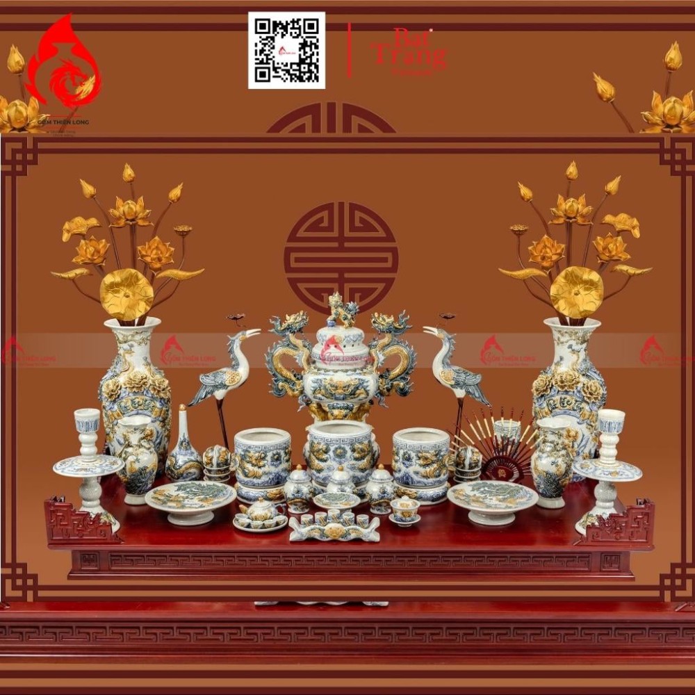 Bộ Đỉnh Hạc Ngũ Sự Men Rạn 230869