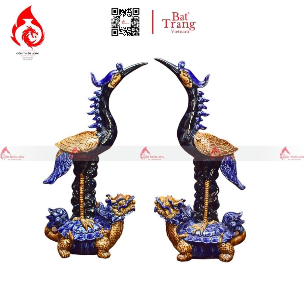 Bộ Đỉnh Hạc Chân Sứ Tam Sự Men Xanh Coban 230863