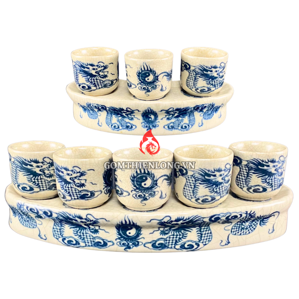 Bộ Kỷ Chén Thờ Men Rạn Vẽ Rồng 231066