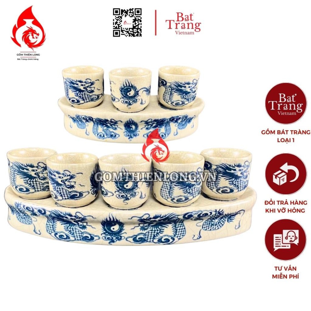 Bộ Kỷ Chén Thờ Men Rạn Vẽ Rồng 231066