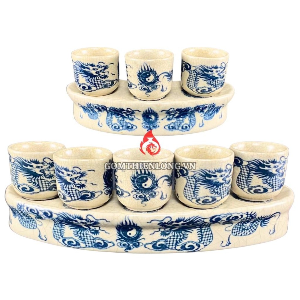 Bộ Kỷ Chén Thờ Men Rạn Vẽ Rồng 231066