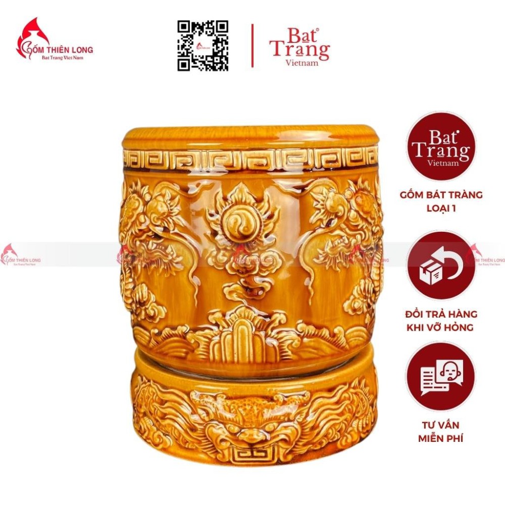 Đế Bát Hương Men Vàng Hoàng Thổ 230820