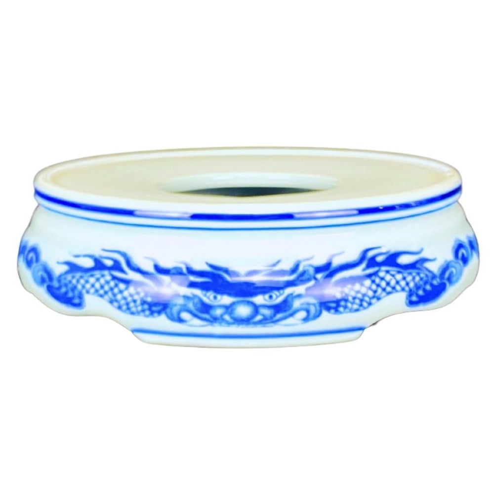 Chân Đế Bát Hương Bằng Sứ Men Lam Vẽ Rồng R230815