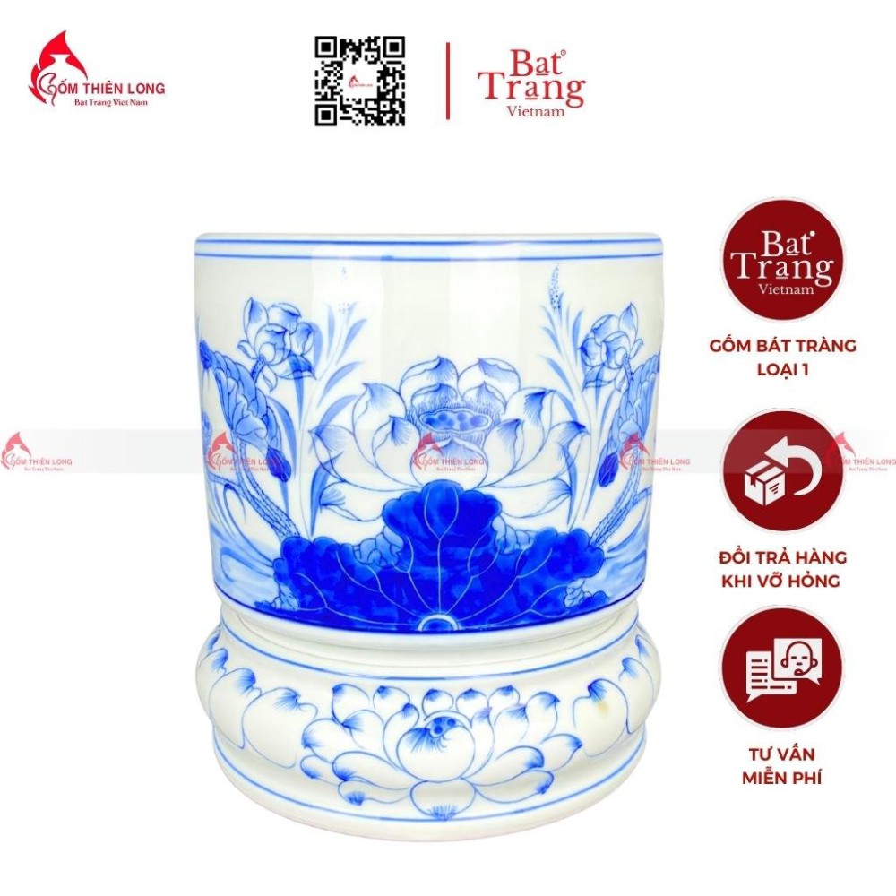 Đế Bát Hương Men Lam S230815