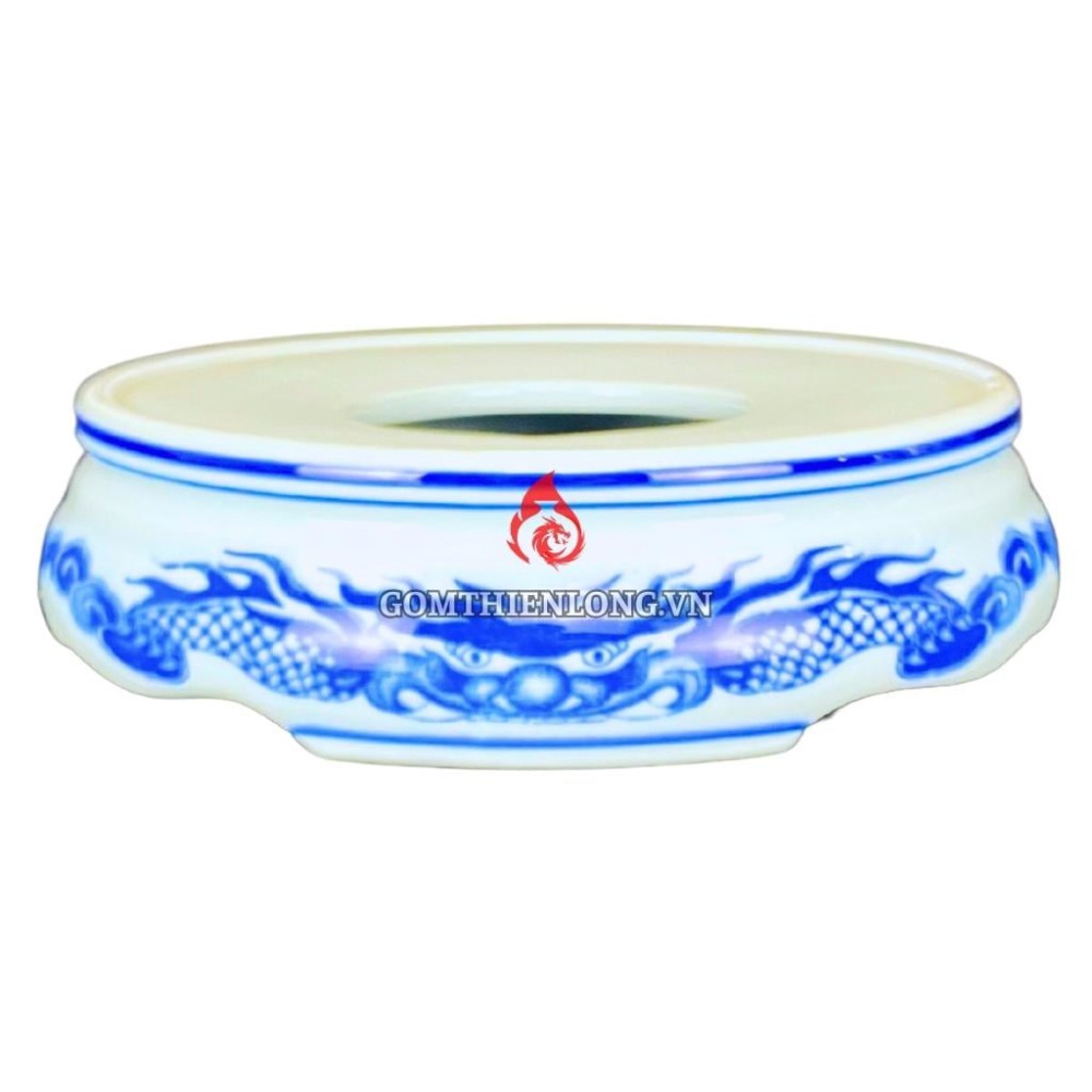 Chân Đế Bát Hương Bằng Sứ Men Lam Vẽ Rồng R230815