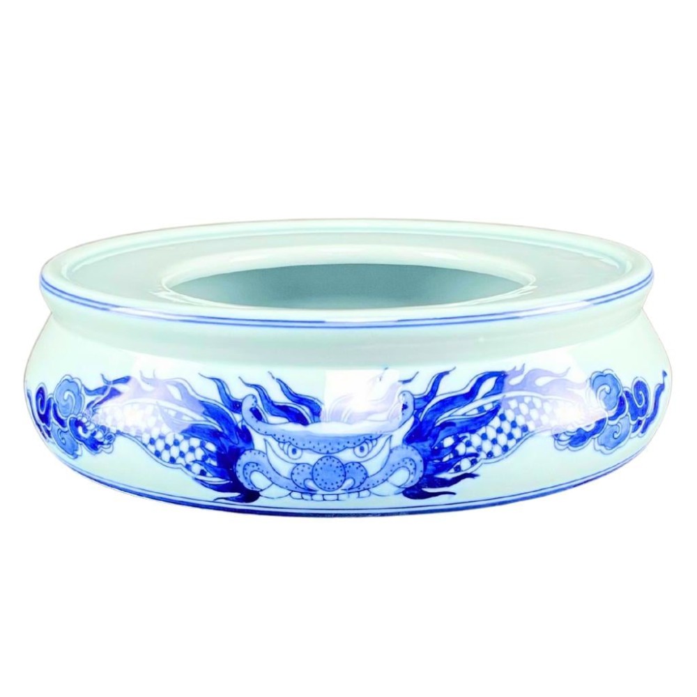 Chân Đế Bát Hương Bằng Sứ Men Lam Ngọc Vẽ Rồng 231218