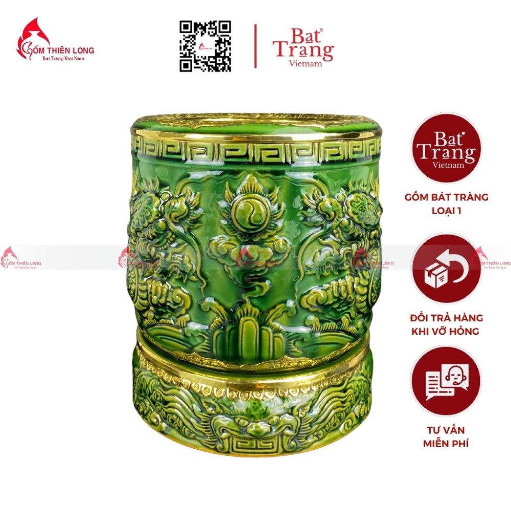 Đế Bát Hương Men Xanh Ngọc Lục Bảo 230821