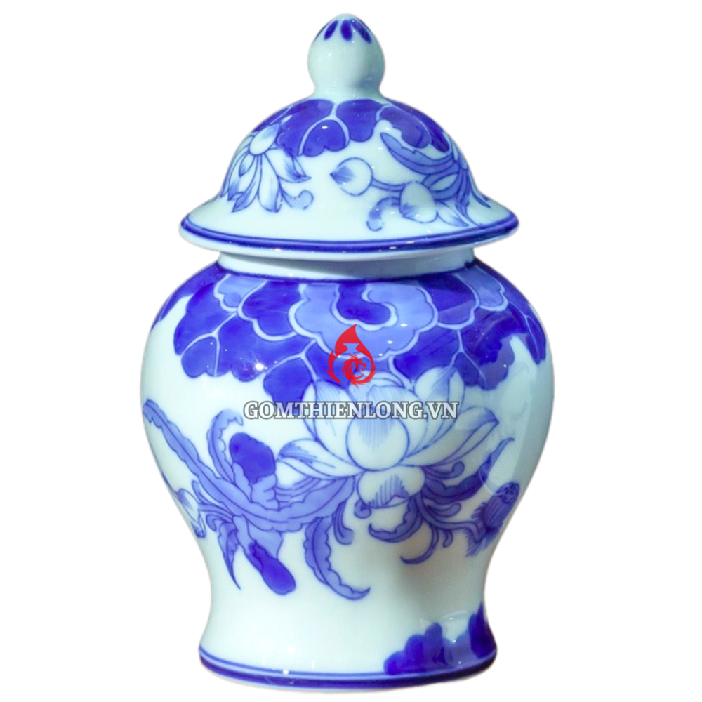 Chóe Thờ Bát Tràng Men Lam Vẽ Hoa Sen 230239