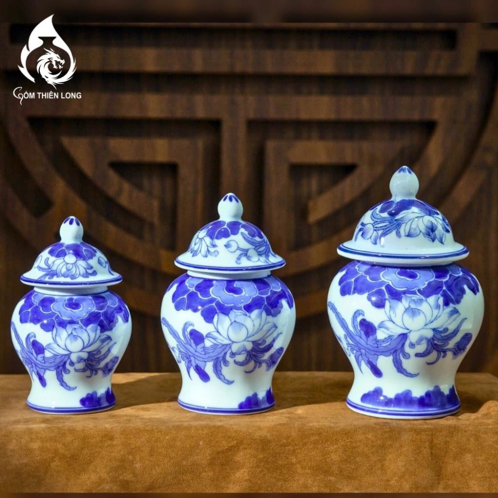 Chóe Thờ Bát Tràng Men Lam Vẽ Hoa Sen 230239