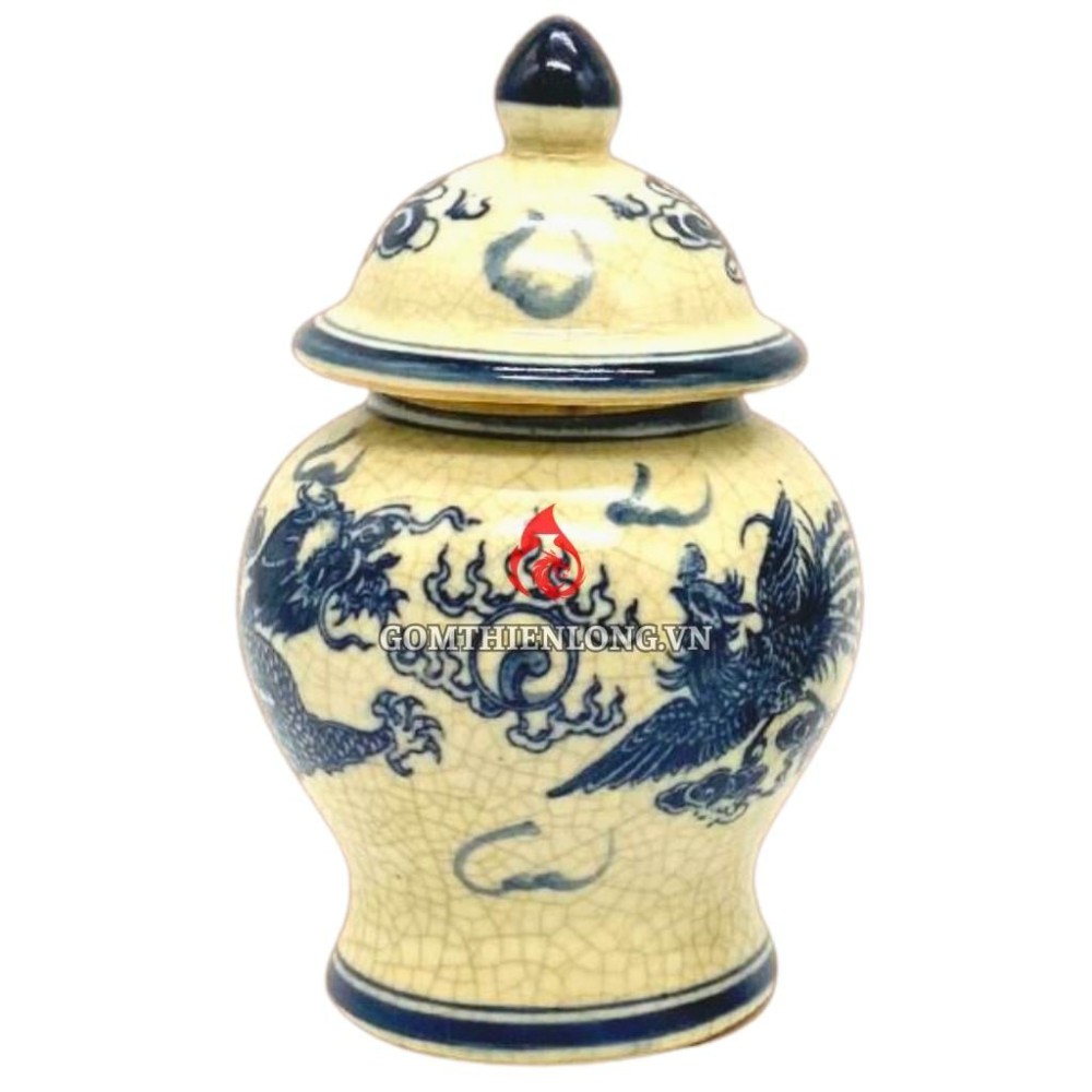 Chóe Thờ Bát Tràng Men Rạn Vẽ Rồng Phượng 230253