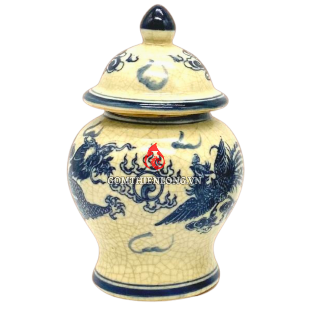 Chóe Thờ Bát Tràng Men Rạn Vẽ Rồng Phượng 230253