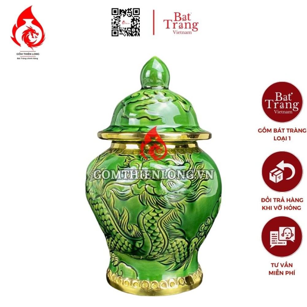 Chóe Thờ Bát Tràng Men Xanh Ngọc Lục Bảo Long Chầu Nguyệt 230248