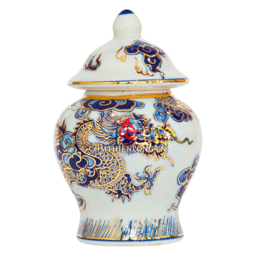 Chóe Thờ Bát Tràng Men Lam Vẽ Vàng Long Vân 230241