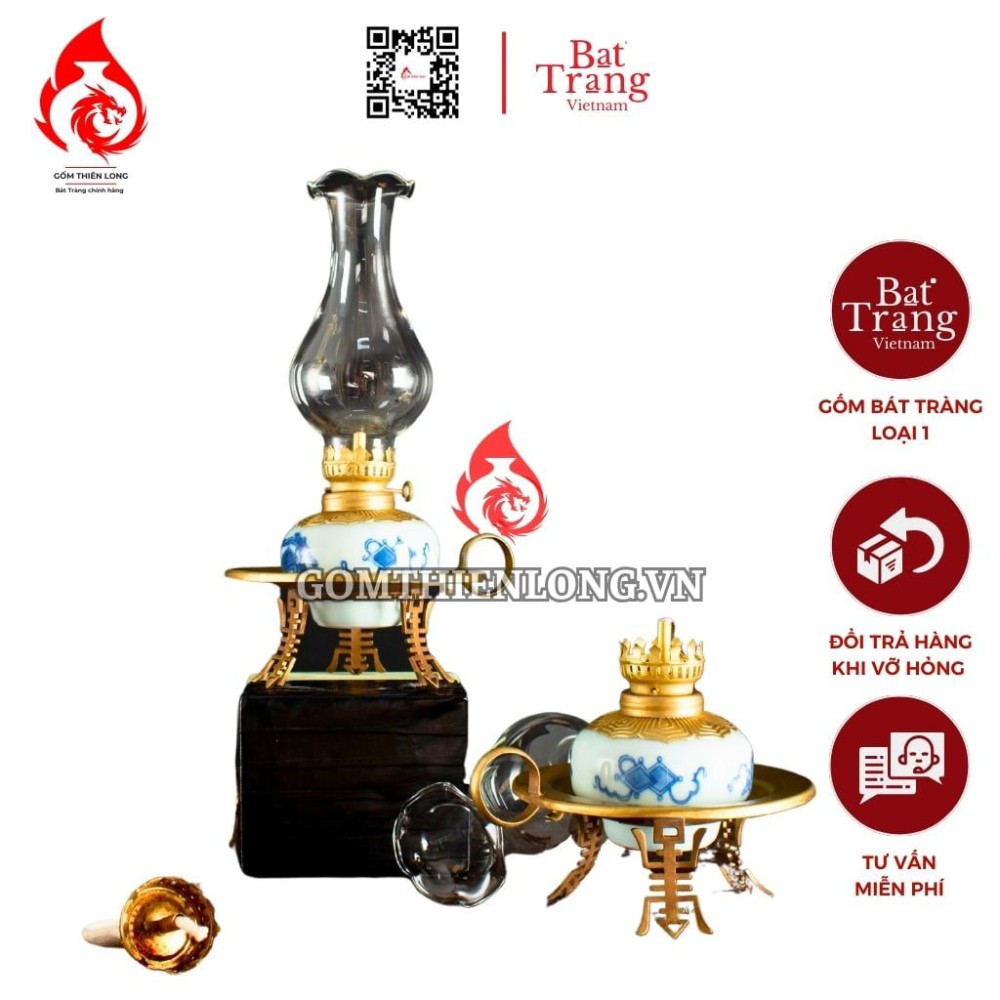 Đèn Dầu Thờ Bát Tràng Chân Đĩa Cổ Đồ 230217