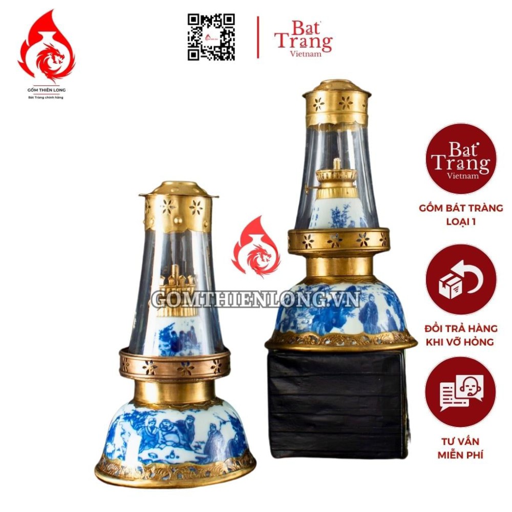 Đèn Dầu Thờ Bát Tràng Dáng Bát Úp Trúc Lâm Thất Hiền 230213