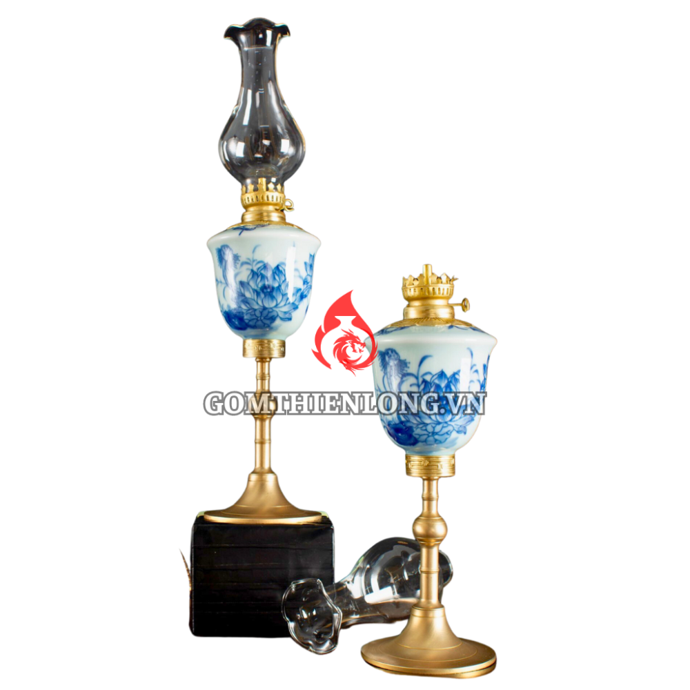 Đèn Dầu Thờ Bát Tràng Dáng Tống Vẽ Hoa Sen 230228