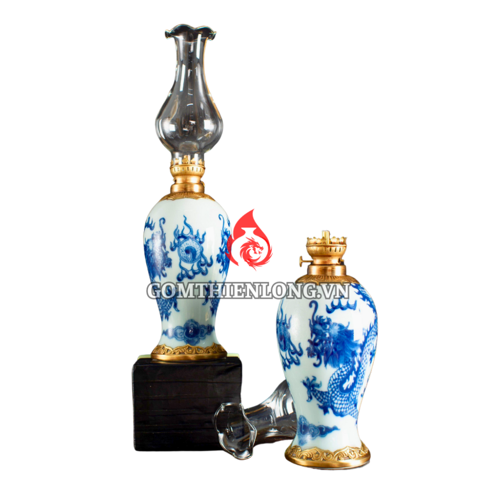 Đèn Dầu Thờ Bát Tràng Đùi Dế Long Chầu Nguyệt 230230