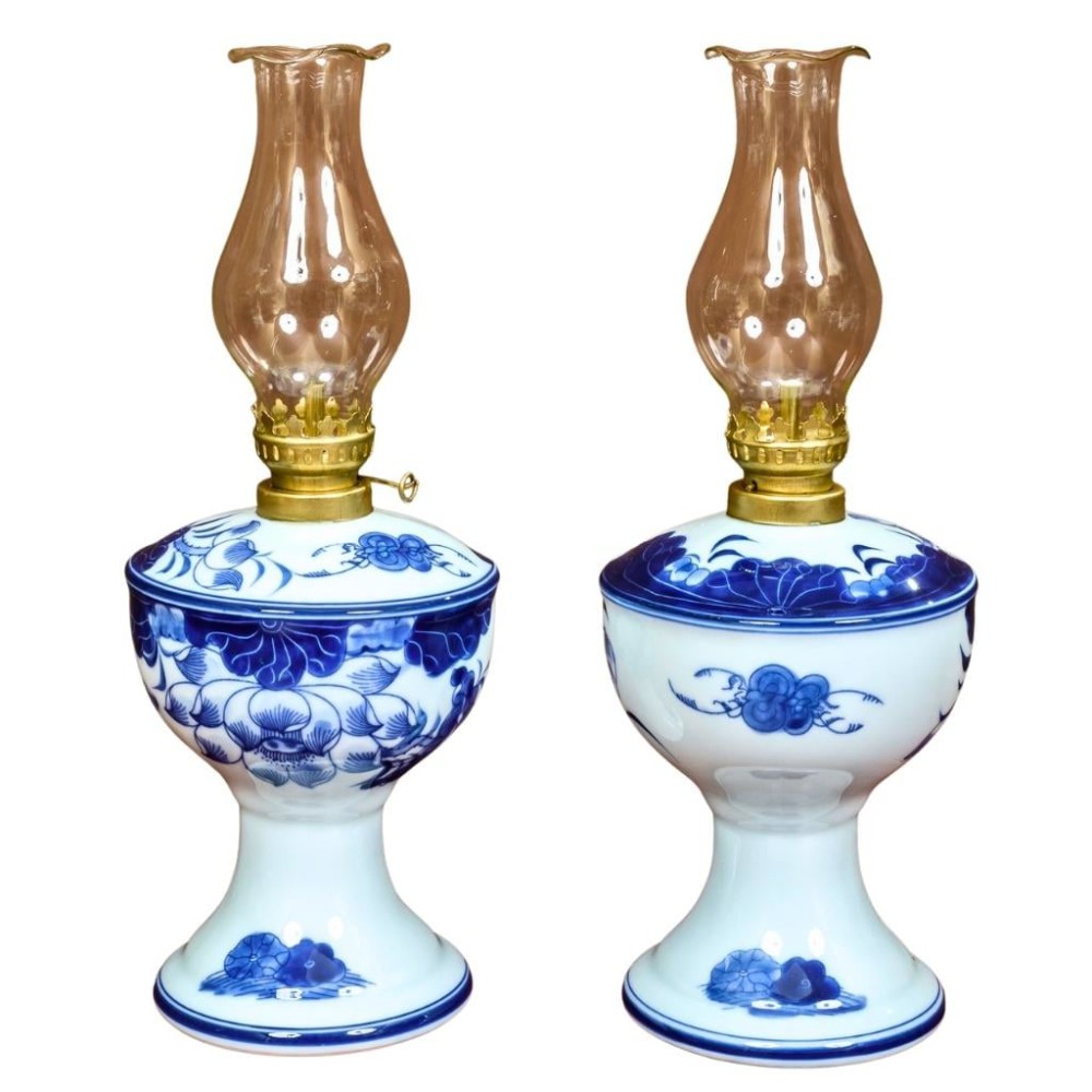 Đèn Dầu Thờ Bát Tràng Men Lam Ngọc Hoa Sen 230152