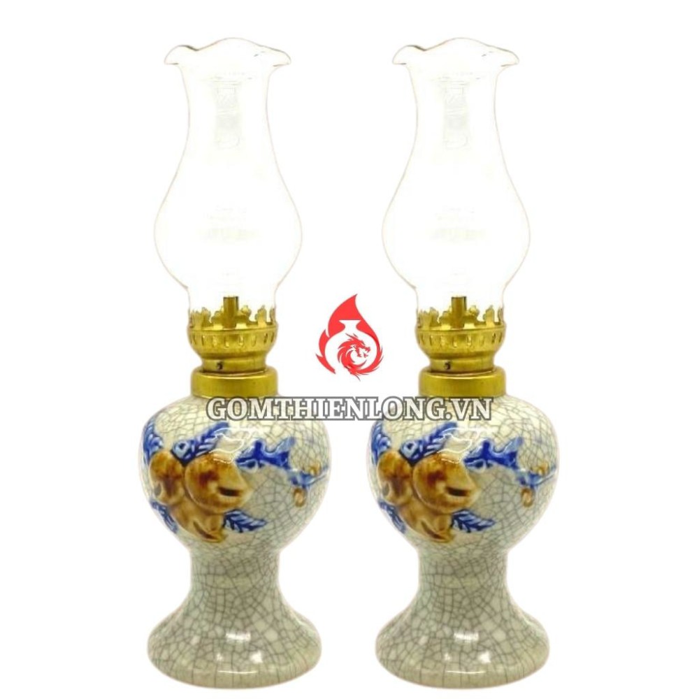 Đèn Dầu Thờ Bát Tràng Men Rạn Trái Đào 230165