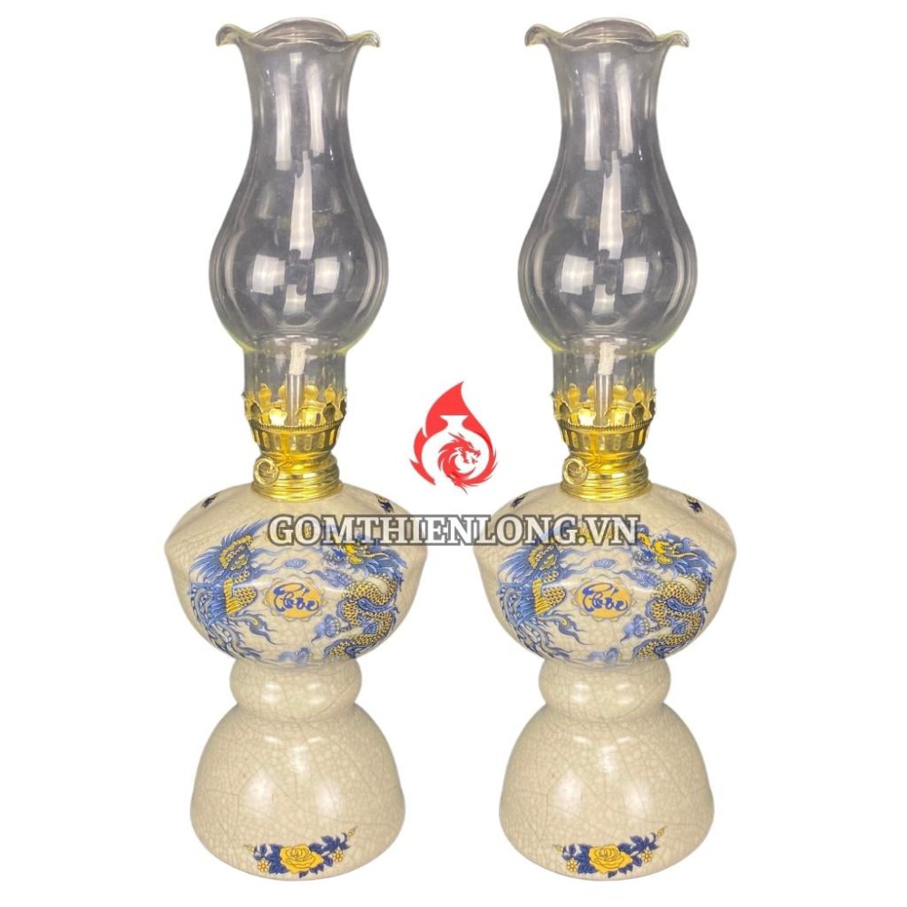 Đèn Dầu Thờ Bát Tràng Men Rạn Rồng Phượng 230170