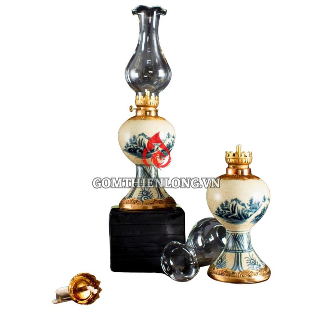 Đèn Dầu Thờ Bát Tràng Men Rạn Vẽ Sơn Thủy 230197