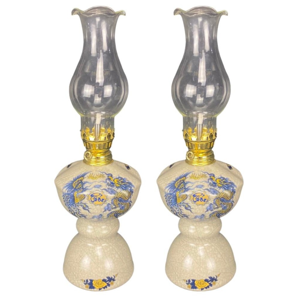 Đèn Dầu Thờ Bát Tràng Men Rạn Rồng Phượng 230170