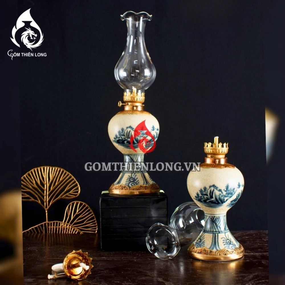 Đèn Dầu Thờ Bát Tràng Men Rạn Vẽ Sơn Thủy 230197