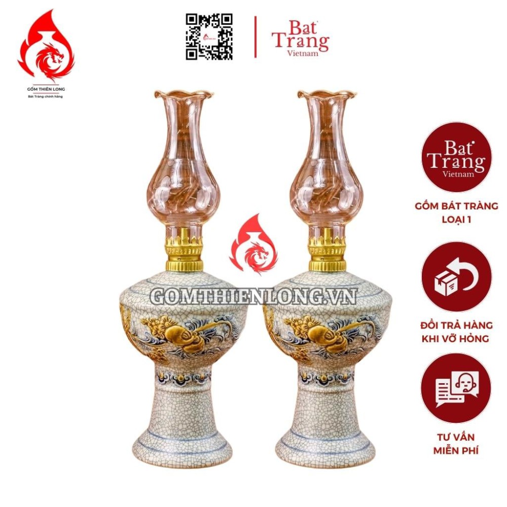 Đèn Dầu Thờ Bát Tràng Men Rạn 230179