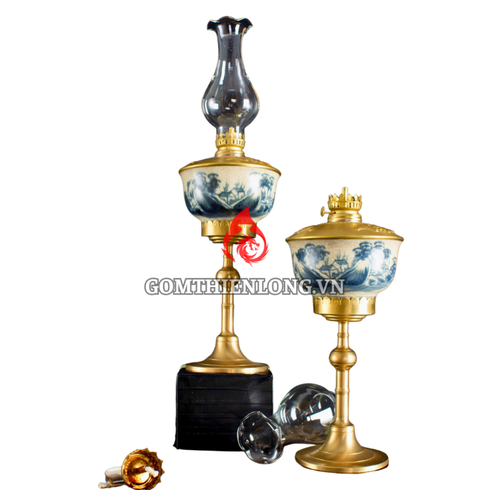 Đèn Dầu Thờ Bát Tràng Dáng Bầu Men Rạn Vẽ Sơn Thủy 230194