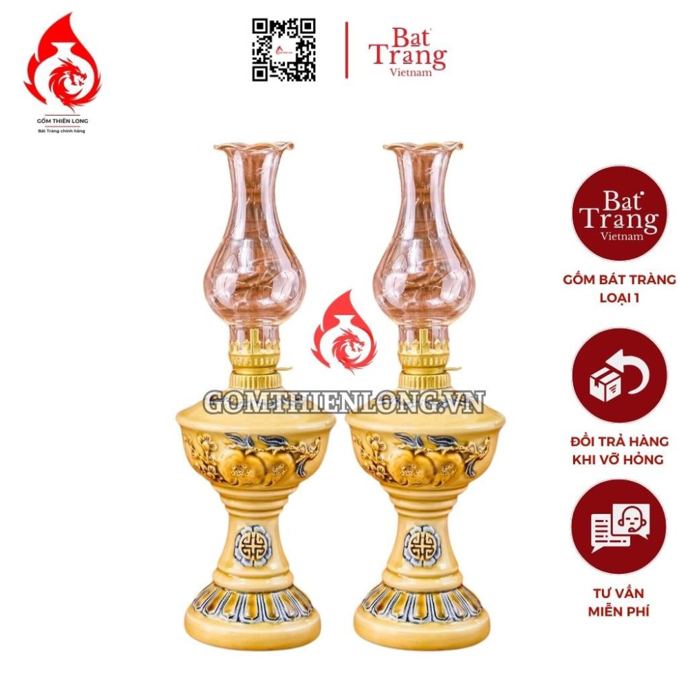 Đèn Dầu Thờ Bát Tràng Men Hoàng Tộc 230174