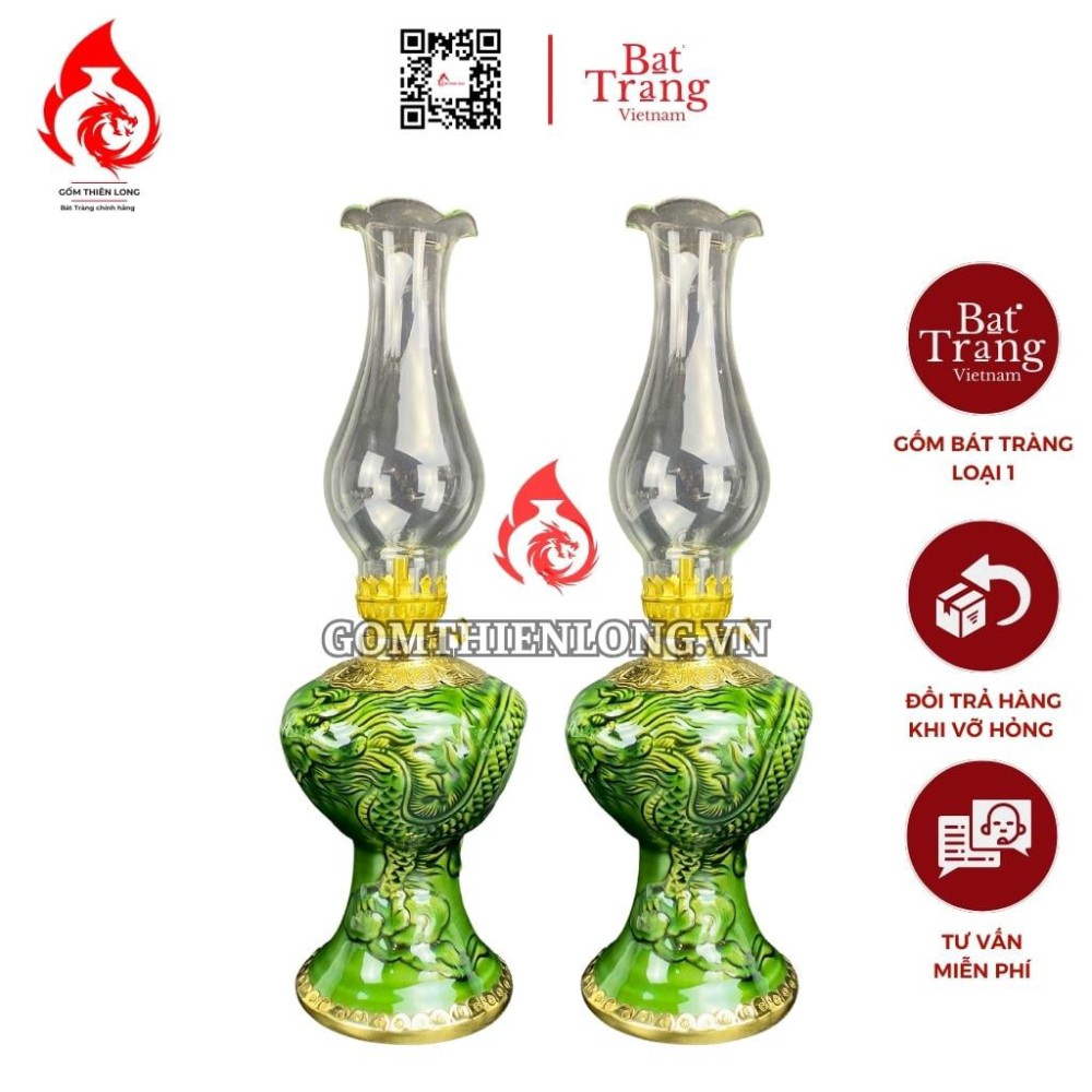 Đèn Dầu Thờ Bát Tràng Men Xanh Ngọc Lục Bảo 230163