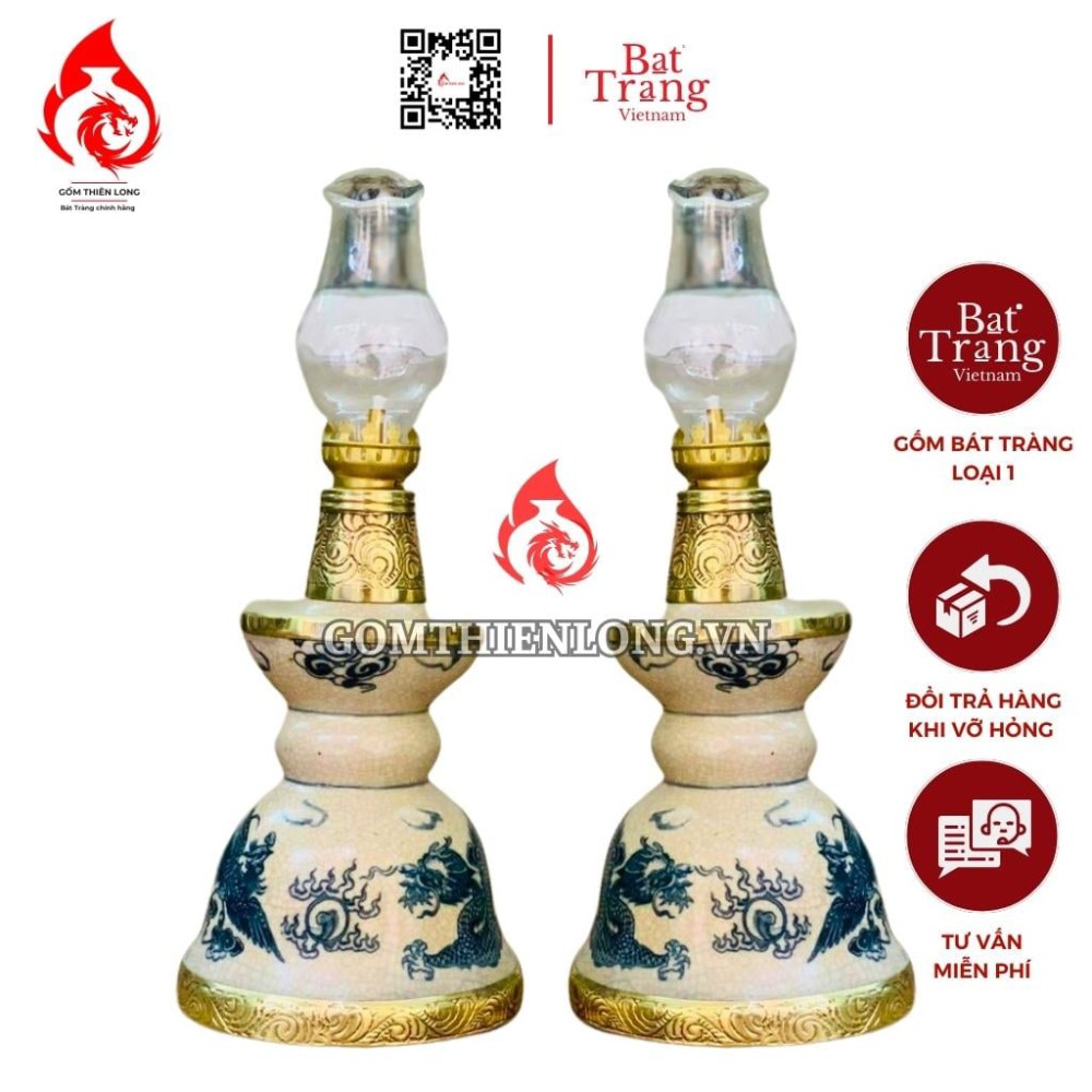 Đèn Dầu Thờ Bát Tràng Men Rạn Dáng Tháp 230169