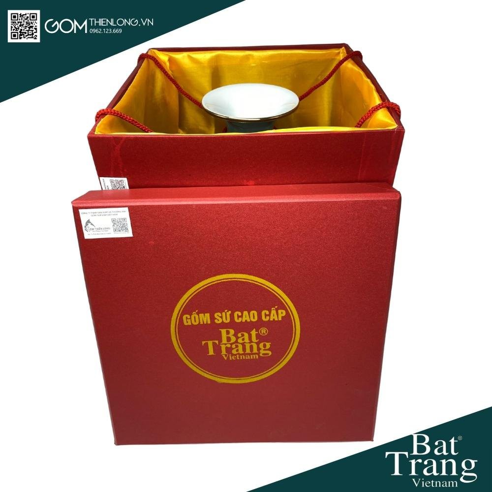 Bình Hút Lộc 3D Sen Cá Nền Đỏ Miệng Lượn