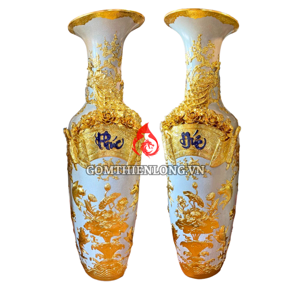 Lộc Bình Bát Tràng Dát Vàng Phúc Đức 230125