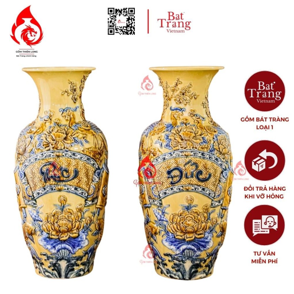 Lộc Bình Bát Tràng Men Hoàng Tộc Phúc Đức 230967