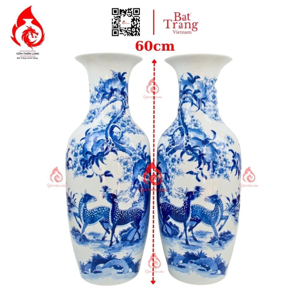 Lộc Bình Bát Tràng Men Lam Phú Quý Trường Thọ 230949