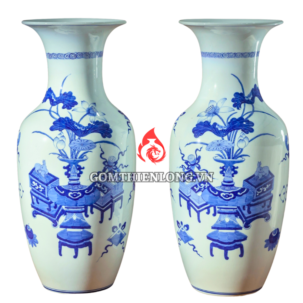 Lộc Bình Bát Tràng Men Lam Cổ Đồ 230977