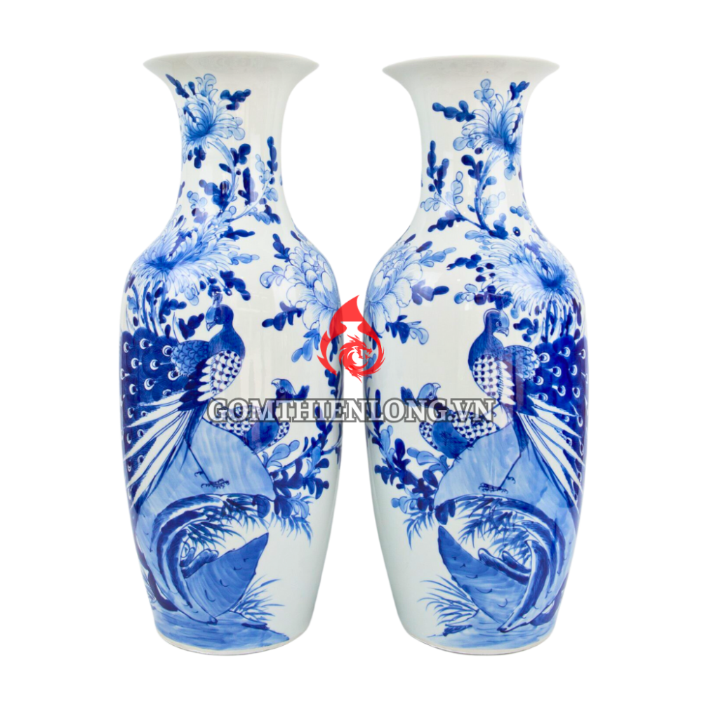Lộc Bình Bát Tràng Men Lam Công Hoa Phú Quý 230947