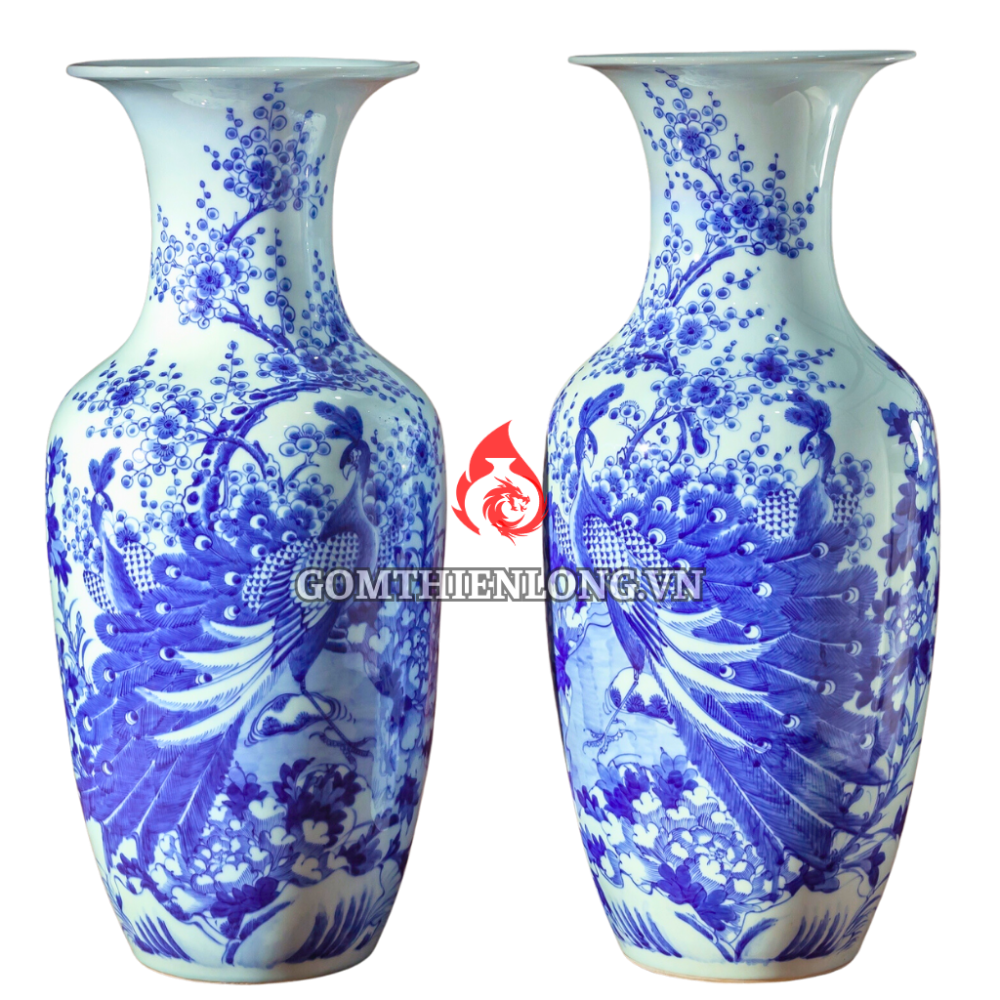 Lộc Bình Bát Tràng Men Lam Công Hoa Phú Quý 230979