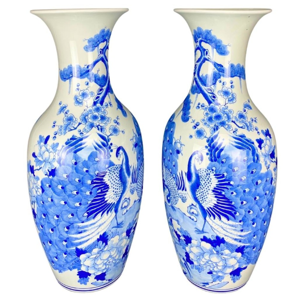 Lộc Bình Bát Tràng Men Lam Công Hoa Phú Quý 231002