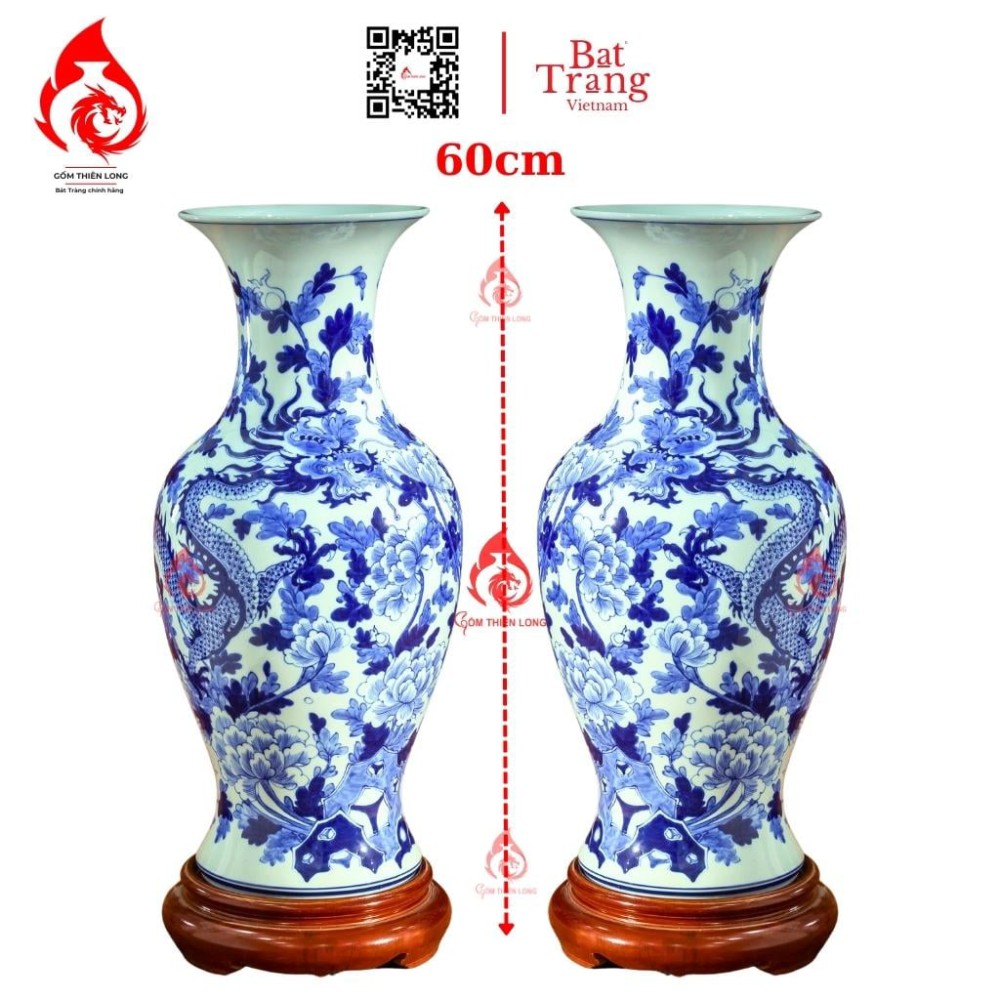 Lộc Bình Bát Tràng Men Lam Nhất Long 230983