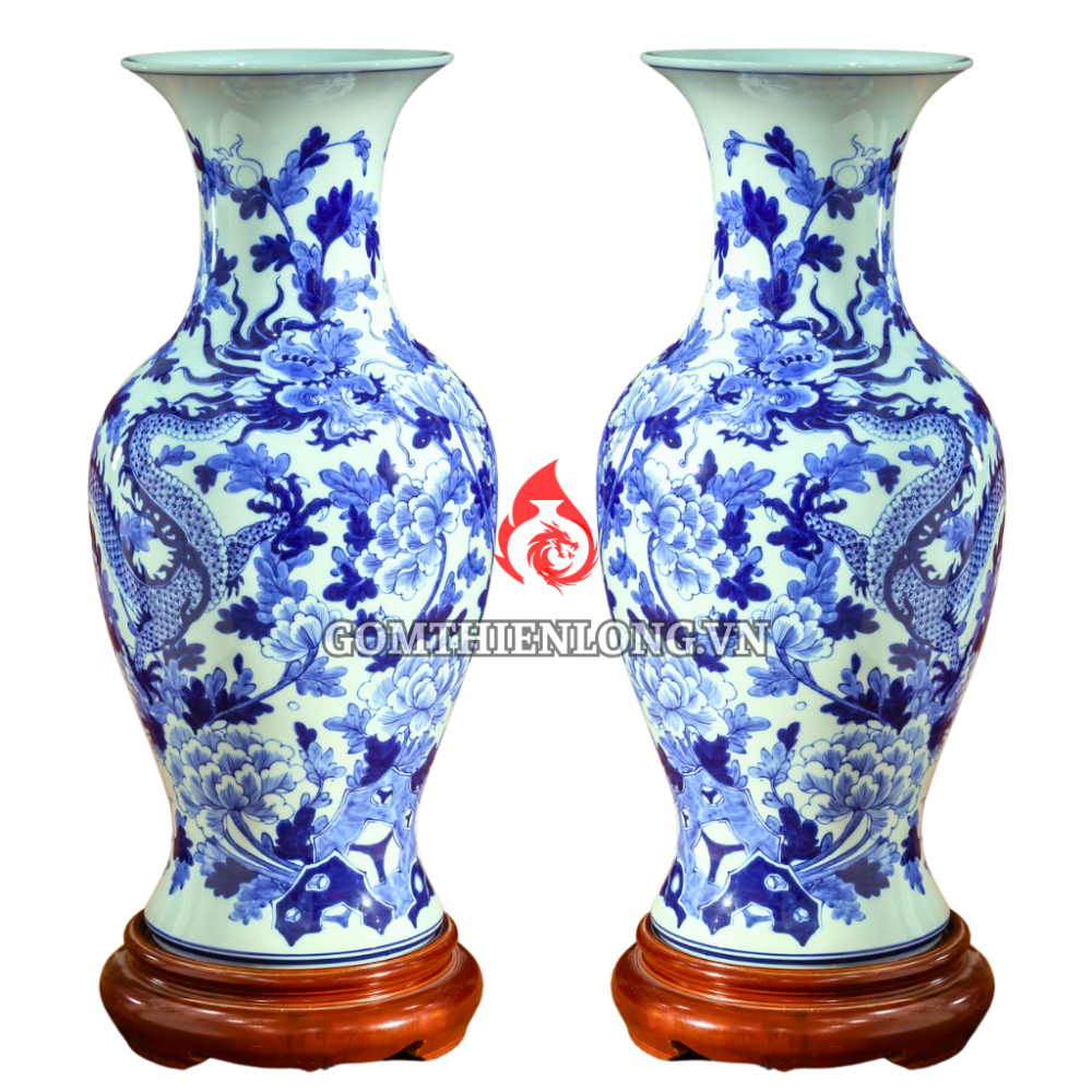 Lộc Bình Bát Tràng Men Lam Nhất Long 230983